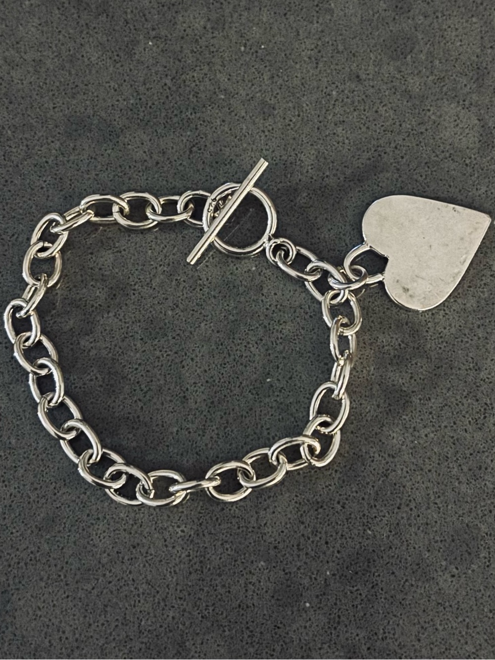 Sterling Silver Heart Toggle Chain Bracelet